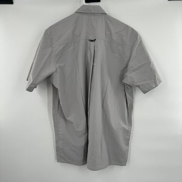 Wrangler Men's Large Button Up Fishing‎ Shirt Short Sleeve Gray Double Pockets - Picture 3 of 6